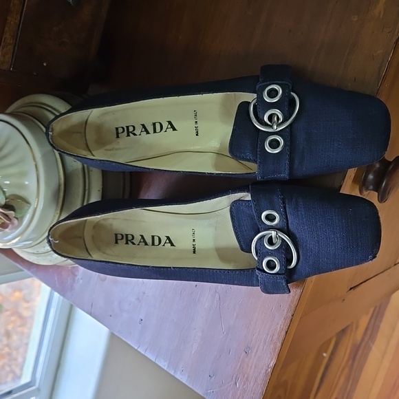 PRADA navy blue low sculpted heel sz 38.5 - Picture 2 of 8